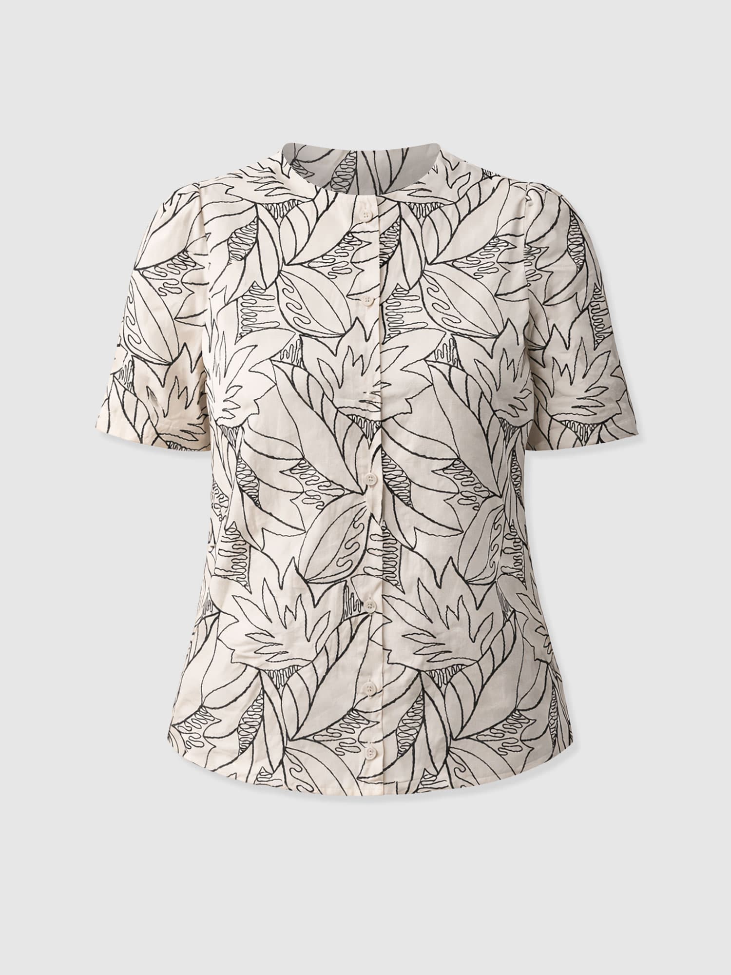 Tabitha Short Sleeve Blouse - Cream Embroidered - Women's Blouses | Saint + Sofia® USA